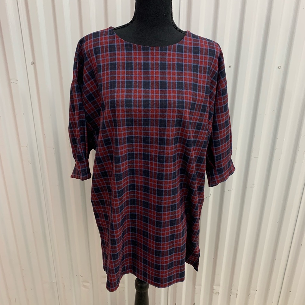 Amitié plaid dress navy red Medium